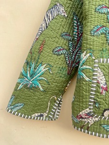 Veste matelassée en coton pour femmes, style bohème imprimé en blocs, veste matelassée faite à la main, produit en vrac fait à la main - Product Image 6