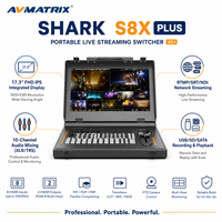 Mezclador de Video AVMATRIX SHARK S8X PLUS de 8 Canales 3G-SDI 4K HDMI con Pantalla LCD IPS de 17.3'', Transmisión NDI SRT, Grabación SATA SSD, PTZ para Transmisión