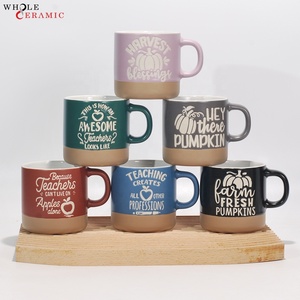 Vente à chaud de grès céramique tacheté de deux tons émaillés avec cette tasse à café imprimée fournisseur en gros prix bon marché - Product Image 3