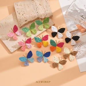 Tachuelas de Rafia |   Pendientes de Acero Inoxidable con Baño de PVD de 18K, Tejidos a Mano, para Mujer |   Impermeable, Hipoalergénico y Resistente al Deslustre - Product Image 2