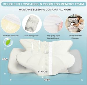 Luxury Butterfly <b>Shape</b> Side Sleeper Memory Foam <b>Pillow</b> Professional Manufacturer's Cervical Support Breathable and Washable - Product Image 6