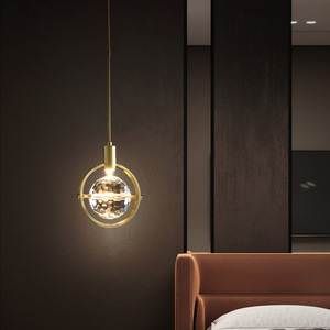 Nordic-Style <b>Light</b> Luxury All-Copper Chandelier Crystal Soccer Ball-Shaped Pendant for Bedroom Entryway Luxury Living <b>Space</b> - Product Image 1