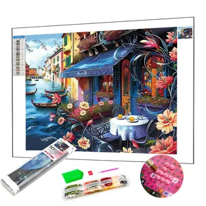 DIY Cross Stitch Home Decoration Scenery Riverside Restaurant Custom Diamond Painting 5D Diamond Painting Wall Decoration