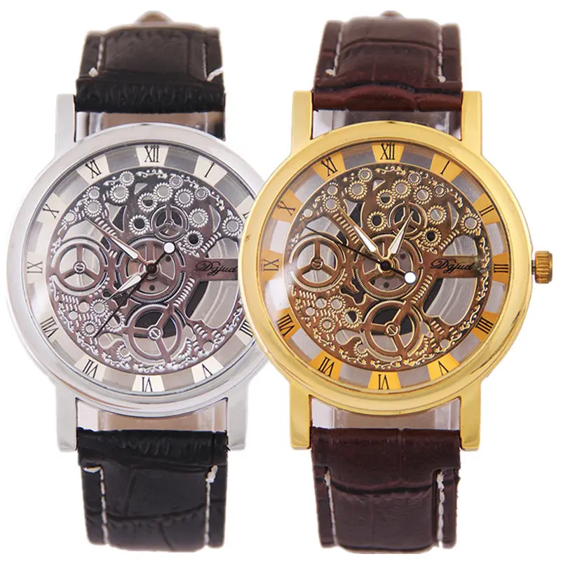 시계 남자 럭셔리 브랜드 일본 movt 석영 손목 시계 스테인레스 스틸 뒤로 해골 시계