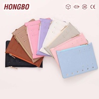 Hongbo meilleure vente 6 trous A7 en cuir véritable souple feuille de mouche en vrac pour classeur de portefeuille à fermeture éclair avec fentes pour cartes et pochette à fermeture éclair