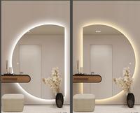 Miroir de maquillage LED sans cadre de forme irrégulière moderne pour la décoration d'hôtel, de salon et de salle de bain