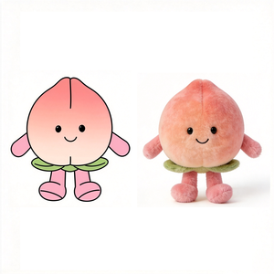 Juguete de Peluche de Durazno Rosa Personalizable, Juguete de Peluche de Durazno de Alta Calidad, Fruta de Peluche Suave con Manitas Pequeñas para Regalos Infantiles - Product Image 1