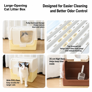 Lettiera per Gatti Extra-Large Completamente Chiusa con Ingresso Superiore e Porta Anteriore, Anti-Tracciamento, Facile da Pulire, Anti-Odore, Anti-Schizzi - Product Image 3