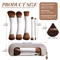 Set de Brochas de Maquillaje de Doble Punta, 10 Funciones, Brochas Veganas Sintéticas, Borla Triangular de Terciopelo con Bolsa de PU, Marca Privada OEM