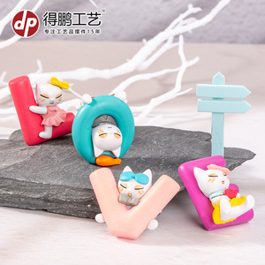 Adornos en Miniatura de Gatos Adorables de Dp Craft, Decoraciones de Mascotas de Dibujos Animados de PVC para Escritorio, Consola Central de Automóvil - Product Image 1