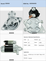 Arrancador de coche TOY OTA Aur para Corolla RAV 4 Yaris 2008 a 2010 1.0KW 12V 9T CW 4280004050 AS S6246 DRS0631
