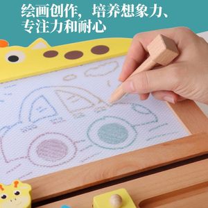 어린이 나무 드로잉 보드 모양 색상인지 조기 학습 낙서 보드 어린이 집중 훈련 교육용 나무 장난감 - Product Image 3