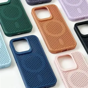 Funda Magnética Refrigerante para Teléfono, 6 Colores Opcionales, Compatible con 16 <span class=keywords><strong>Pro</strong></span> <span class=keywords><strong>Max</strong></span>, <span class=keywords><strong>14</strong></span>, 15 Plus, <span class=keywords><strong>13</strong></span>, 12 <span class=keywords><strong>Pro</strong></span>, Transpirable, con Carga Inalámbrica <span class=keywords><strong>y</strong></span> Protección Trasera - Product Image 1