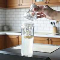 Bouteille d'eau Longstar 500 ml en PC avec infuseur à thé, résistante à l'ébullition, écologique, sans BPA, anti-fuite, réutilisable, minimaliste, unisexe, pour la gym et les voyages