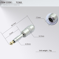 Connecteur mâle Jack 6.35MM Mono 6.3MM de haute qualité en laiton plaqué or connecteur de Microphone de prise de 1/4 pouces