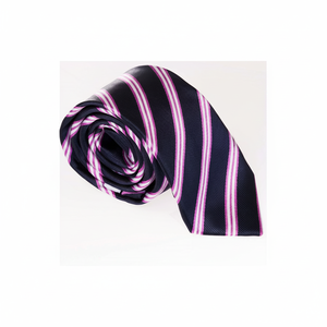 <b>Navy</b> Blue Pink Striped Classic Italian Pattern Handmade <b>Tie</b> - Product Image 2