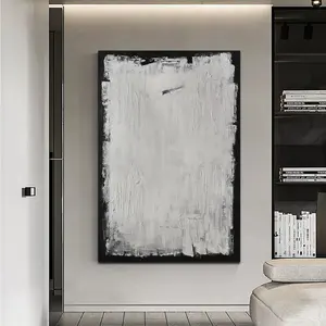 Modern Simple Abstract Black And White Oil Painting HandPainted Thick Texture Decorative Painting Wall Art Home Hotel Decoration