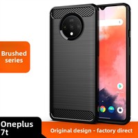 Coque arrière en TPU souple antichoc en fibre de carbone pour OnePlus 7T/8T/9RT, étui de protection avec coque en silicone texturé soie