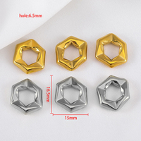 Perles hexagonales irrégulières plaquées or en acier inoxydable 304, grandes perles d'espacement à trou large pour la fabrication de bijoux DIY, colliers, vente en gros