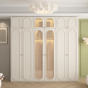 <span class=keywords><strong>Armoire</strong></span> à double porte en bois massif de style français, crème, pour chambre à coucher, moderne, simple, de style mid-century, avec rangement en <span class=keywords><strong>rotin</strong></span> - Product Image 2