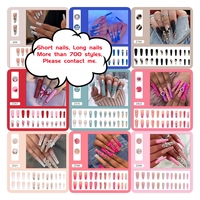 Nouveaux modèles de faux ongles de luxe de haute qualité nouvelle mode marque privée personnalisée pointe française paillettes à poser sur les ongles