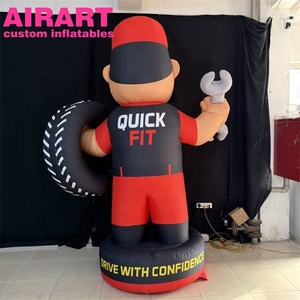 Mascotte Gonfiabile Personalizzata a Forma di Meccanico, Gigante Gonfiabile Pubblicitario da Esterno a Tema Riparatore con Chiave Inglese e Pneumatico - Product Image 5