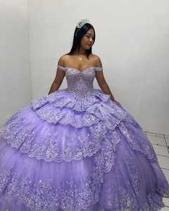 Ruolai QD072 فساتين Quinceanera حمراء متألقة بالخرز زهور دانتيل متدرج Vestidos De 15 Anos حفلة عيد ميلاد حفلة موسيقية - Product Image 6