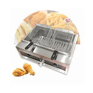 Snack-Lebensmaschine Doppeltopf Küche gewerbe Maschine zum Kochen von Tiefchips für Pommes Frites Hähnchen-Fritteuse