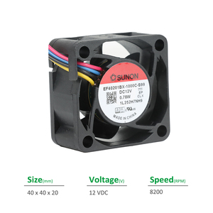 Sunon EF40201BX-1000C-S99 0.065A 12VDC ขนาด40x40x20มม. 0.78วัตต์8200รอบต่อนาทีตลับลูกปืน10.8CFM ไฟฟ้าอินเวอร์เตอร์พัดลมระบายความร้อนตามแนวแกน - Product Image 2
