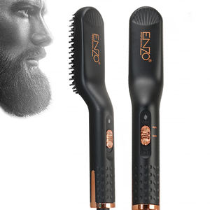 ENZO Portable <span class=keywords><strong>électrique</strong></span> barbe chauffée outil de coiffure chaud petit lisseur de <span class=keywords><strong>cheveux</strong></span> <span class=keywords><strong>brosse</strong></span> longue et courte Style rapide barbe peigne pour hommes - Product Image 1