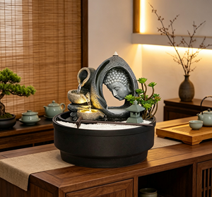 Fontaine Zen Artistique avec Porte-<span class=keywords><strong>Encens</strong></span>, Sable et Râteau, <span class=keywords><strong>Bouddha</strong></span> à Cadre Arqué et <span class=keywords><strong>Cascade</strong></span> en Pot à Niveaux pour la Maison et le Patio - Product Image 4