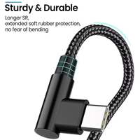 PD 60W USB tipo C a USB C Cable Nylon trenzado aleación de aluminio doble codo ángulo de 90 grados Cable de datos tipo C de carga rápida