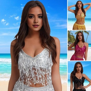Womens Sequin Fringe Tank <strong>Tops</strong> Latin Dance Costume Tassel Belly Dancing Performance Outfits Sexy Bra <strong>Glitter</strong> <strong>Tops</strong> - Product Image 2