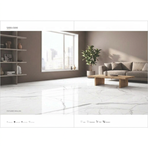 Statuario Digital Glazed Porcelain Tiles 1200x1200mm Glossy Polished Floor And <b>Wall</b> Slabs - Product Image 4
