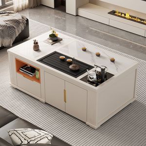Kung Fu Tea <b>Table</b> Living Room <b>Set</b> With Storage Square Artificial Board Desk For Home Office Use - Product Image 3