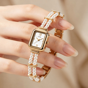 Nouvelle montre bracelet en perles pour femme, cadran en nacre, chiffres romains, double rangée de perles, style délicat, montre-bracelet à quartz - Product Image 2
