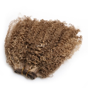 Rambut Asli Warna Pirang Abu-abu dengan Highlight Pirang Madu Gelap, Afro Kinky Curly 27, Warna Cokelat Muda, Ekstensi Rambut Manusia Kinky Curly - Product Image 6