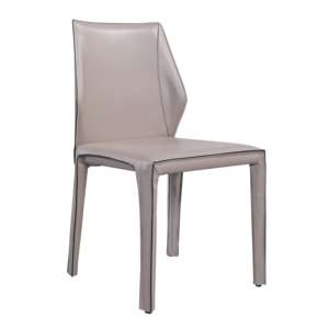 Chaise de salle à manger contemporaine en cuir avec dossier et pieds en métal, design ergonomique, écologique, pour mobilier de salle à manger de villa - Product Image 5