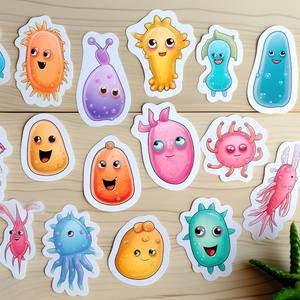 Pegatinas autoadhesivas de PVC impermeables personalizadas, formas irregulares de dibujos animados, impresas con UV. - Product Image 2