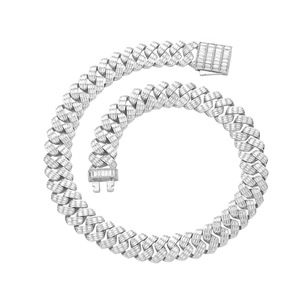 17Mm Ladder Square Cuban Chain Spring Buckle Heavy Industry Men's Necklace, Hip Hop Bracelet Accessories Tanjing Fashion - Product Image 5