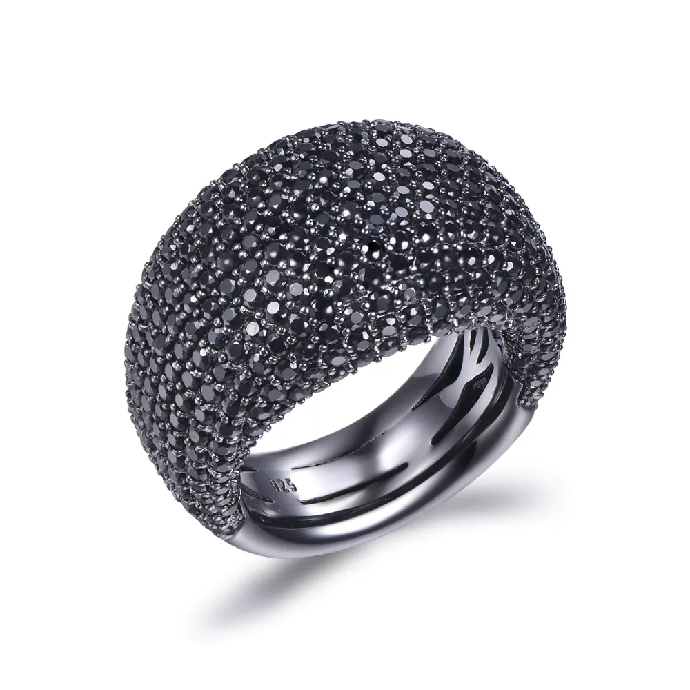 925 Sterling Silver Sparking Diamond Noble Black Spinel Ring Anel De Noivado De Luxo Fine Jewelry Anéis Moda Feminina Acessórios