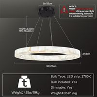 Lustre moderne à LED à intensité variable avec commande tactile en albâtre espagnol pour salon, chambre, hall d'entrée, couloir
