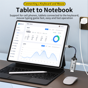 Loại C Để USB3.0 OTG <span class=keywords><strong>Adapter</strong></span> 2-Trong 1 Tốc Độ Cao <span class=keywords><strong>Splitter</strong></span> Với Sạc Nhanh Cho Bàn Phím Chuột Ổ Đĩa Flash - Product Image 4