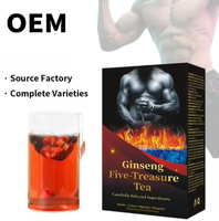 Thé parfumé aux dattes rouges et au ginseng aux cinq trésors pour hommes, marque privée, en boîte, nourrissant le sang