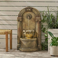 Fontaine d'eau extérieure Oniya avec lumières LED, cascade sur pied en résine de style européen classique pour jardin, cour et terrasse