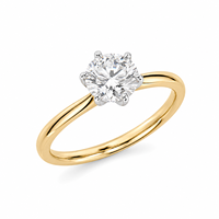 Bague de fiançailles solitaire en or 18 carats bicolore avec diamant taille brillant à 6 griffes, cadeau de mariage, vente en gros