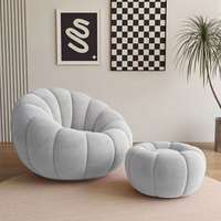 Fauteuil de sol moderne en velours doux en forme de citrouille, fauteuil de détente pour la maison, idéal pour les petits coins d'appartement