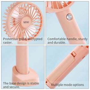 Pink Rechargeable Three-Position <b>Usb</b> Hand Fan With Phone Stand for Women and Men - Product Image 4