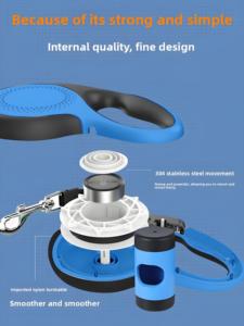 5 Meter <b>Red</b>/Black Dual <b>Tone</b> Durable Luxury Fashion Custom Retractable Dog Leash Quick Release Poop Bag Holder Solid Personalized - Product Image 4