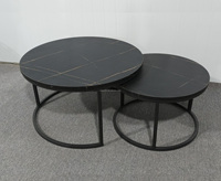 Table basse moderne de luxe en pierre frittée pour le salon ensemble de table basse unique avec coins ronds et sécurité table basse en verre marbré